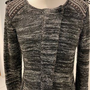 Dex Black & White Zip  Sweater Silver Metal Size L